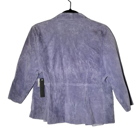 Vintage Outfit JPR Purple Suede Leather Open Front Jacket Petite Medium PM NWT - Picture 3 of 9
